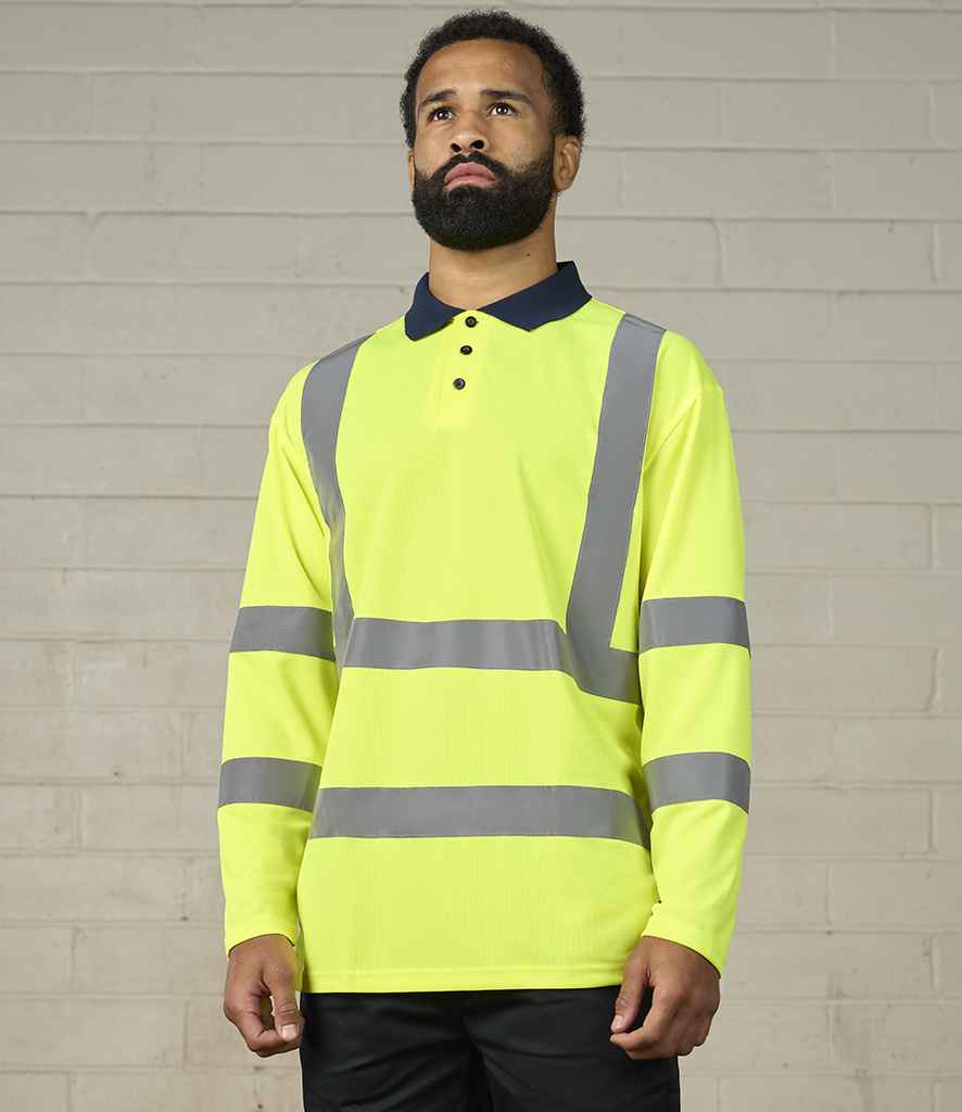 Pro RTX - High Visibility Long Sleeve Polo Shirt - RX715 YL/NV S
