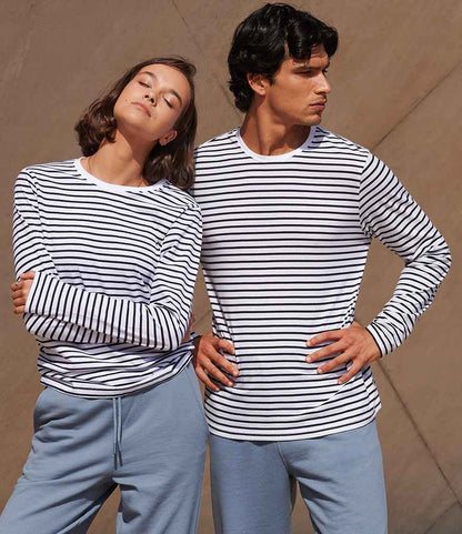 SF - Unisex Long Sleeve Striped T-Shirt - SF204 WH/OX XXS