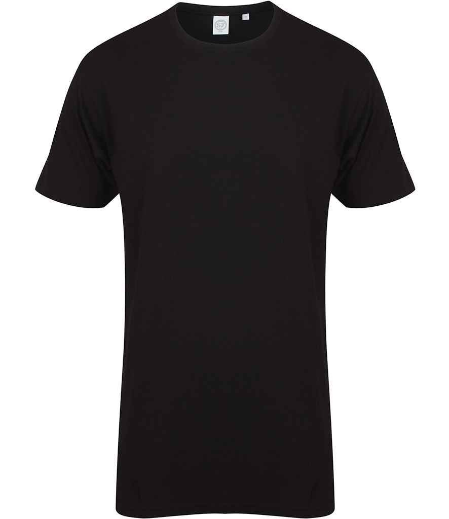 SF - Men Longline Dipped Hem T-Shirt - SF258 BLK S
