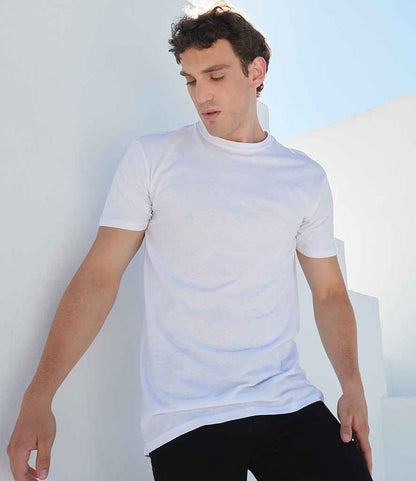 SF - Men Longline Dipped Hem T-Shirt - SF258 WHI S