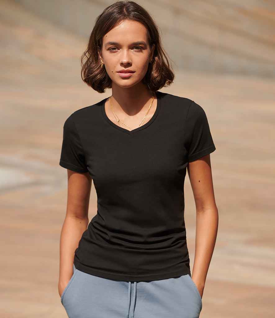 SF Clothing - Ladies Feel Good Stretch V Neck T-Shirt - SK122 BLK XS