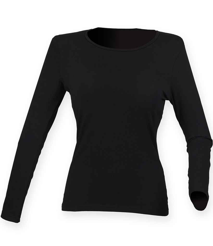 SF Clothing - Ladies Feel Good Long Sleeve Stretch T-Shirt - SK124 BLK XS