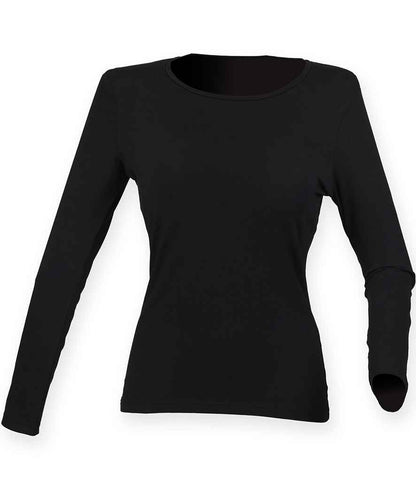 SF Clothing - Ladies Feel Good Long Sleeve Stretch T-Shirt - SK124 BLK XS