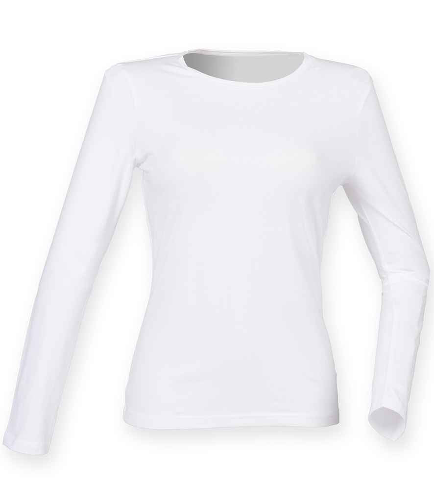 SF Clothing - Ladies Feel Good Long Sleeve Stretch T-Shirt - SK124 WHI XS
