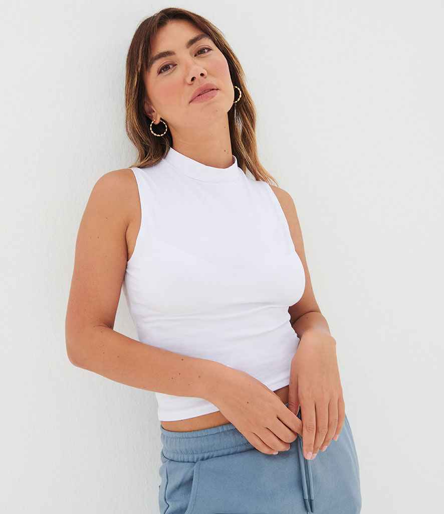SF - Ladies High Neck Crop Vest - SK170 WHI XS