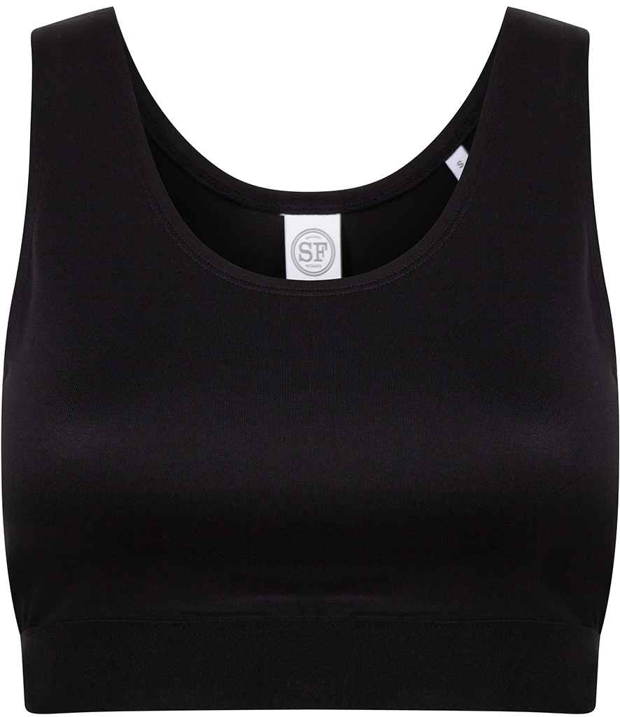 SF - Ladies Fashion Crop Top - SK236 BK/BK XS