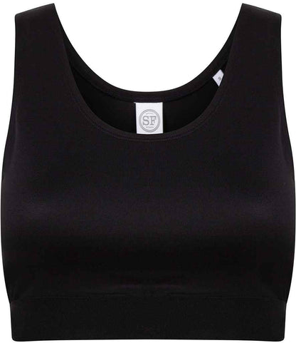 SF - Ladies Fashion Crop Top - SK236 BK/BK XS