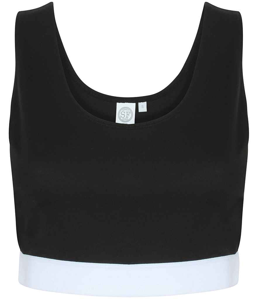 SF - Ladies Fashion Crop Top - SK236 BK/BK XS