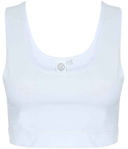 SF - Ladies Fashion Crop Top - SK236 WH/WH XS