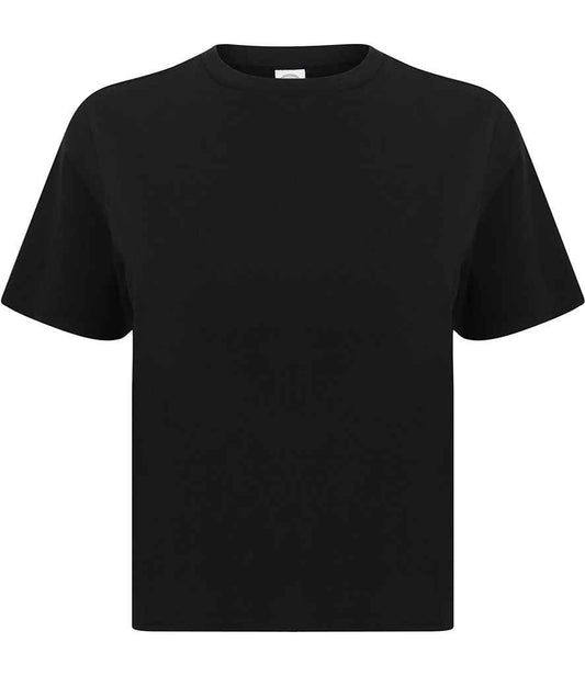 SF - Ladies Cropped Boxy T-Shirt - SK237 BLK XXS