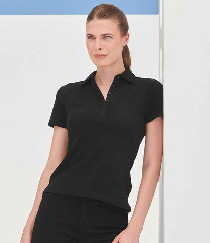 SF Clothing - Ladies Stretch Piqué Polo Shirt - SK42 BLK S