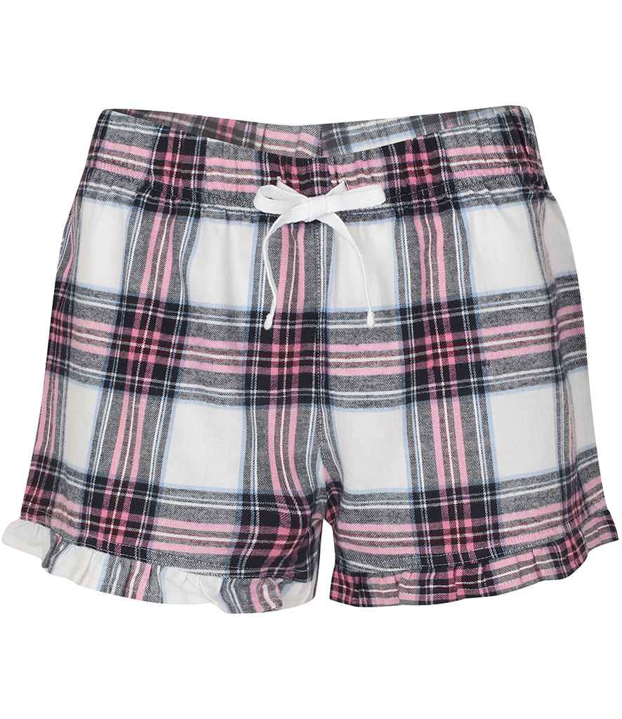 SF Clothing Ladies Tartan Frill Lounge Shorts - SK82 RD/NV XXS
