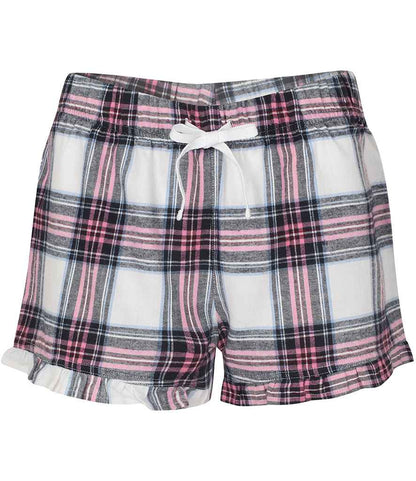 SF Clothing Ladies Tartan Frill Lounge Shorts - SK82 RD/NV XXS