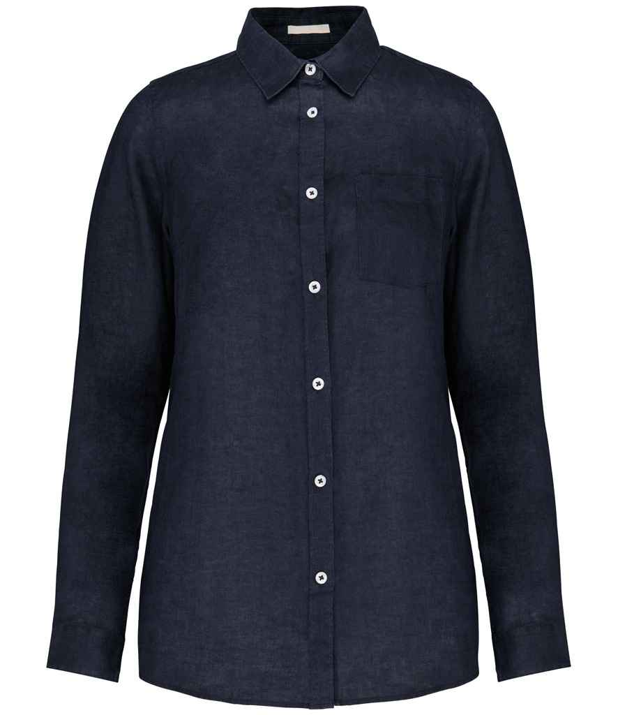 Spasso - Ladies Long Sleeve Linen Shirt - SP505 NAV XS