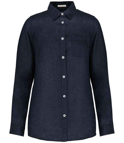 Spasso - Ladies Long Sleeve Linen Shirt - SP505 NAV XS