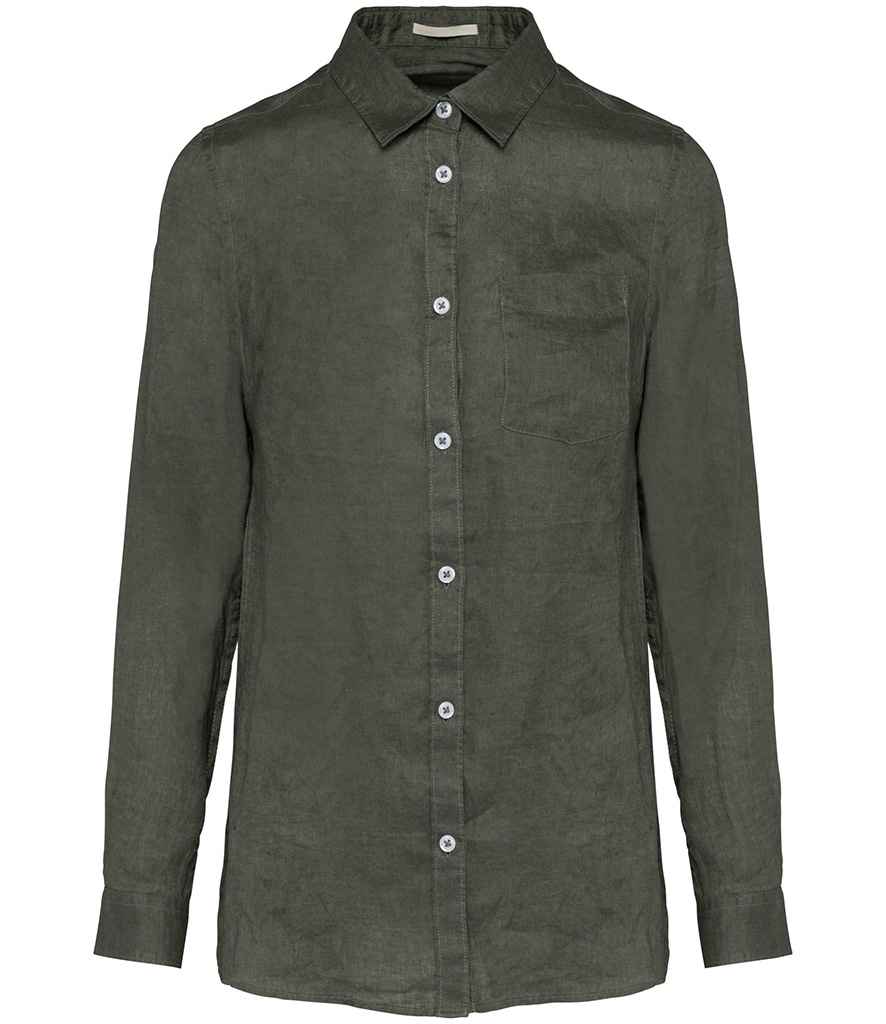Spasso - Ladies Long Sleeve Linen Shirt - SP505 ORK XS
