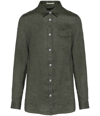 Spasso - Ladies Long Sleeve Linen Shirt - SP505 ORK XS