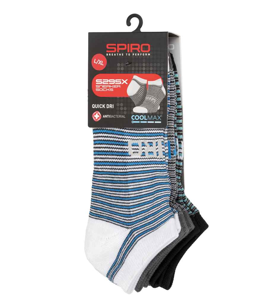 Spiro - 3 Pack Mixed Stripe Sneaker Socks