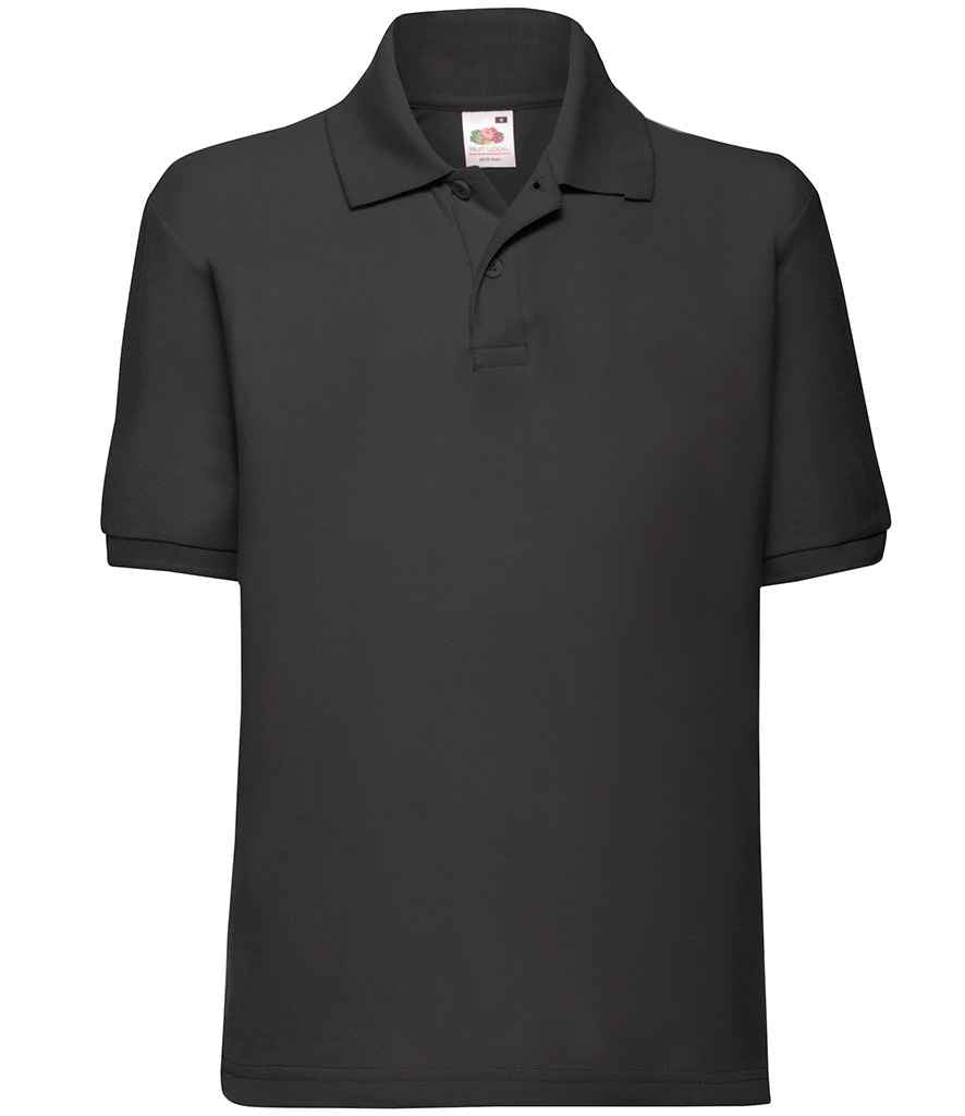Fruit of the Loom - Kids Poly/Cotton Piqué Polo Shirt - SS11B BLK 3-4