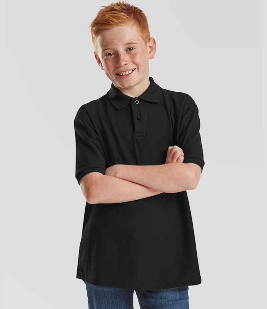Fruit of the Loom - Kids Poly/Cotton Piqué Polo Shirt - SS11B BLK 3-4