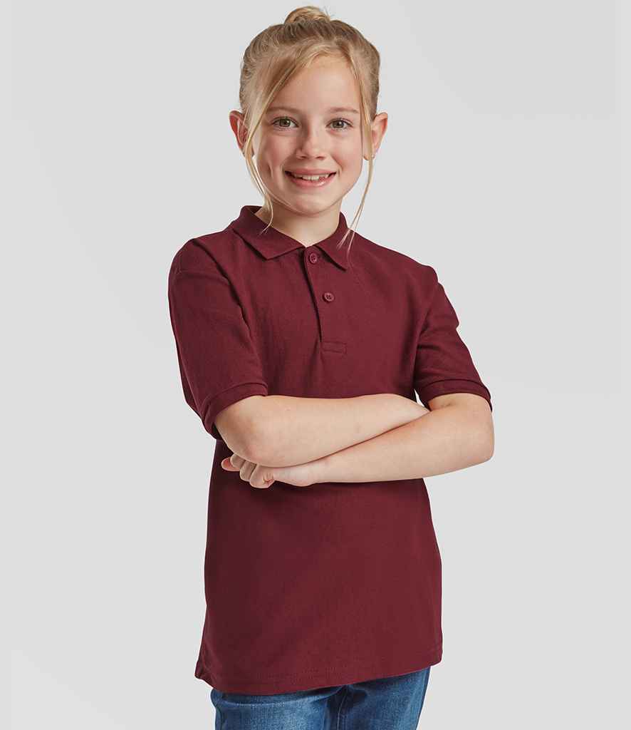 Fruit of the Loom - Kids Poly/Cotton Piqué Polo Shirt - SS11B BUR 3-4