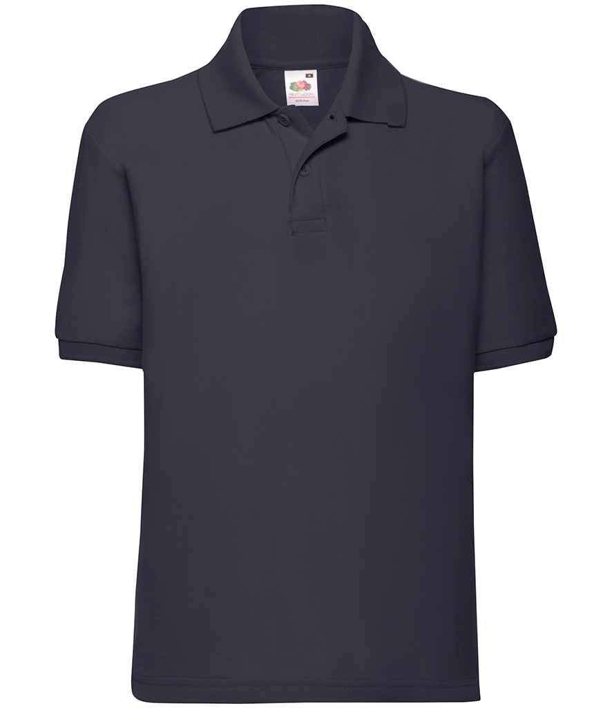 Fruit of the Loom - Kids Poly/Cotton Piqué Polo Shirt - SS11B BLK 3-4