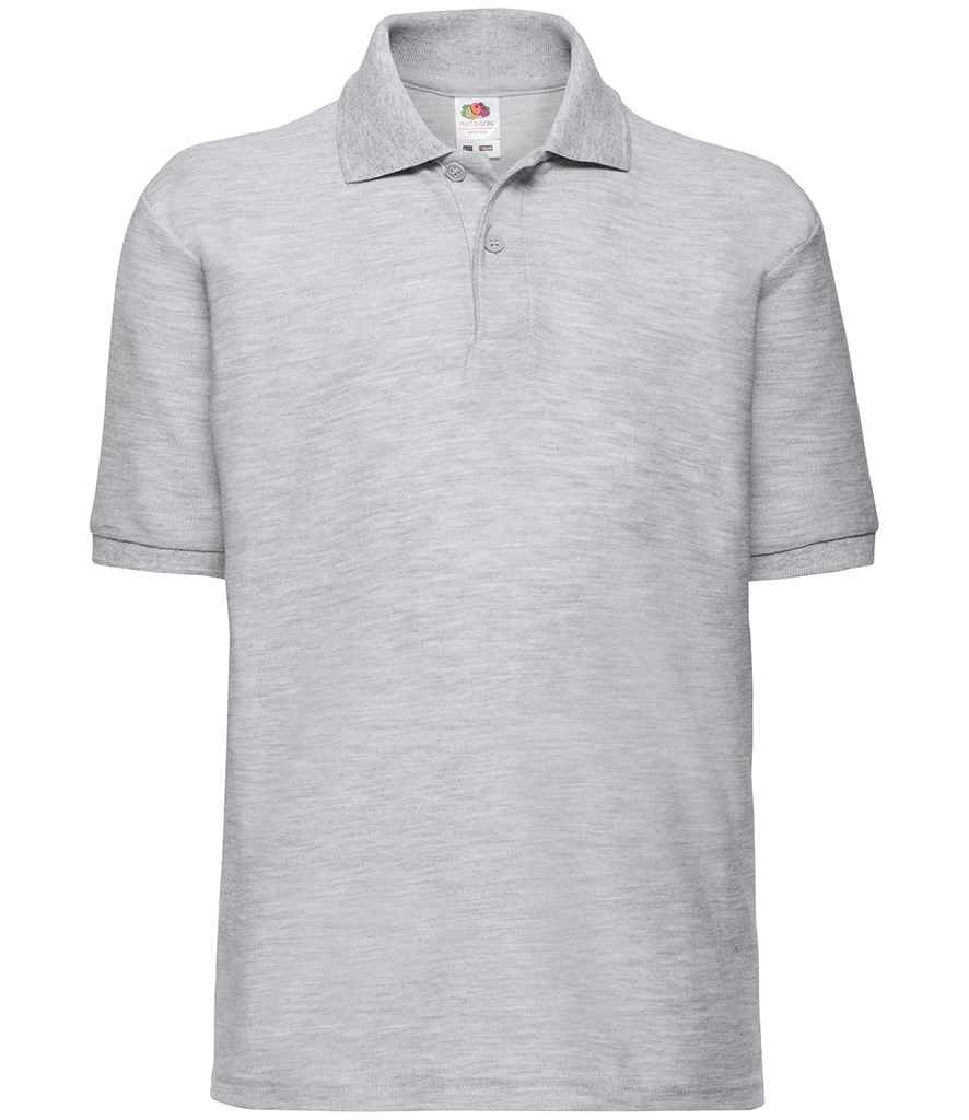 Fruit of the Loom - Kids Poly/Cotton Piqué Polo Shirt - SS11B BLK 3-4