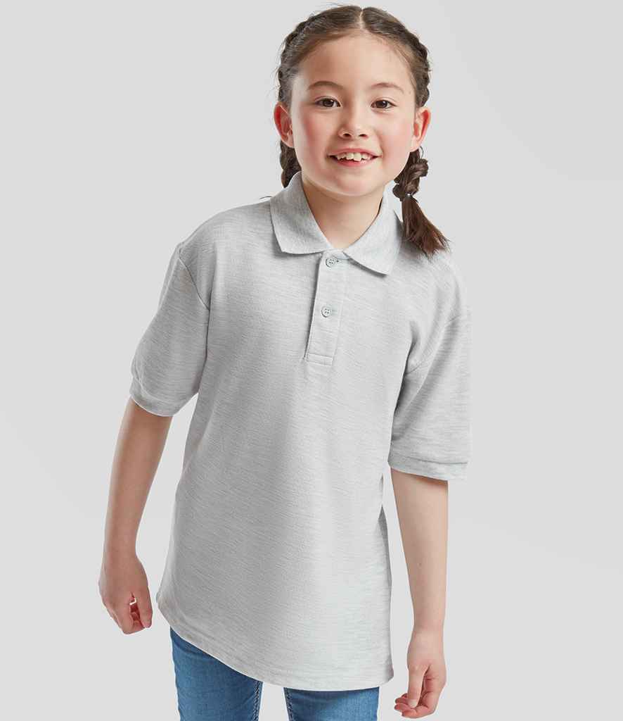 Fruit of the Loom - Kids Poly/Cotton Piqué Polo Shirt - SS11B HEA 3-4