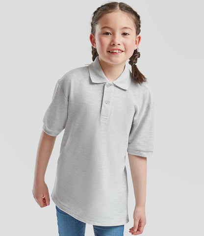 Fruit of the Loom - Kids Poly/Cotton Piqué Polo Shirt - SS11B HEA 3-4