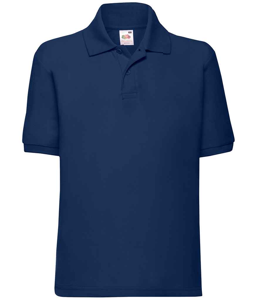 Fruit of the Loom - Kids Poly/Cotton Piqué Polo Shirt - SS11B BLK 3-4