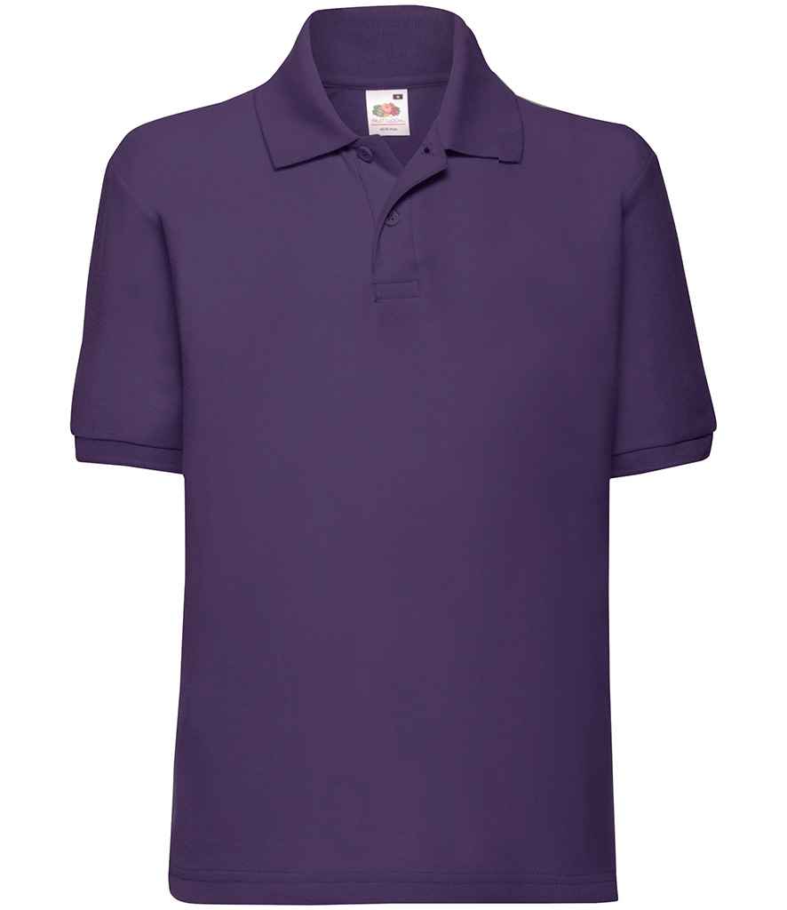 Fruit of the Loom - Kids Poly/Cotton Piqué Polo Shirt - SS11B BLK 3-4
