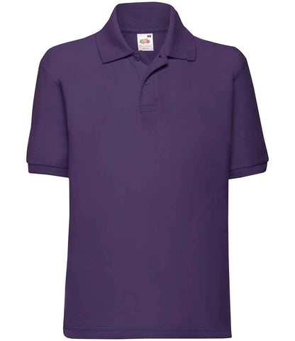 Fruit of the Loom - Kids Poly/Cotton Piqué Polo Shirt - SS11B BLK 3-4