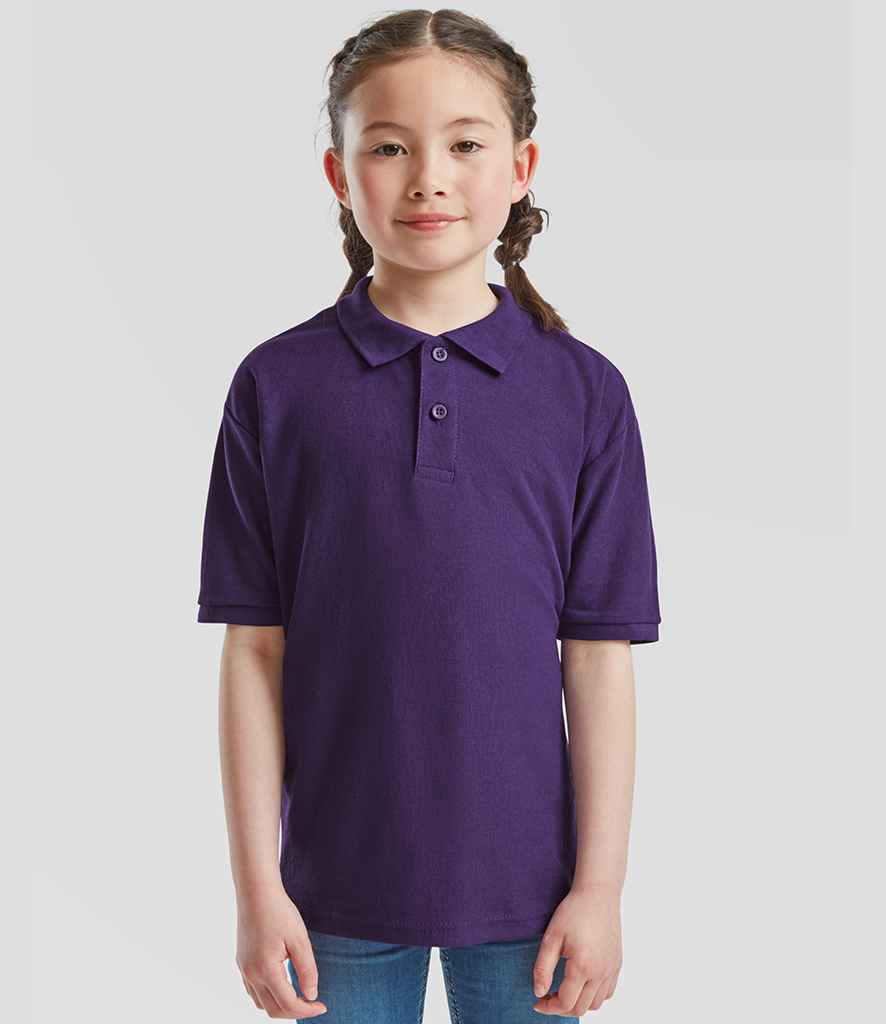 Fruit of the Loom - Kids Poly/Cotton Piqué Polo Shirt - SS11B PUR 3-4