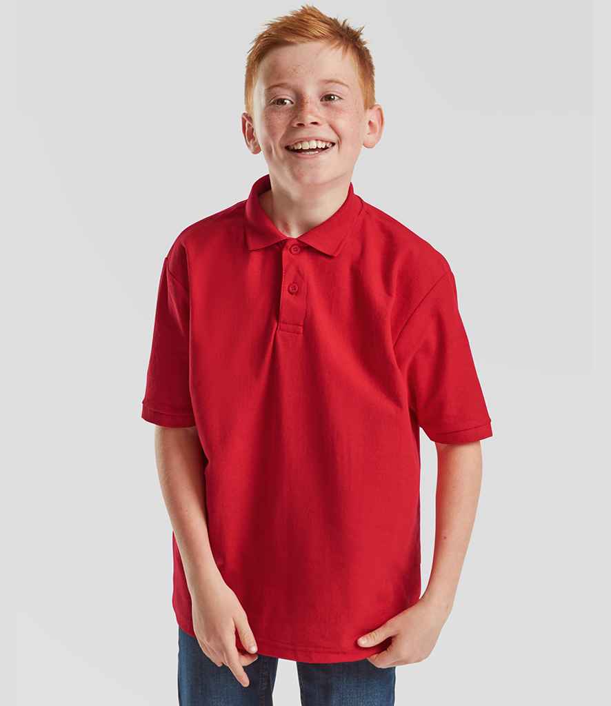 Fruit of the Loom - Kids Poly/Cotton Piqué Polo Shirt - SS11B RED 3-4