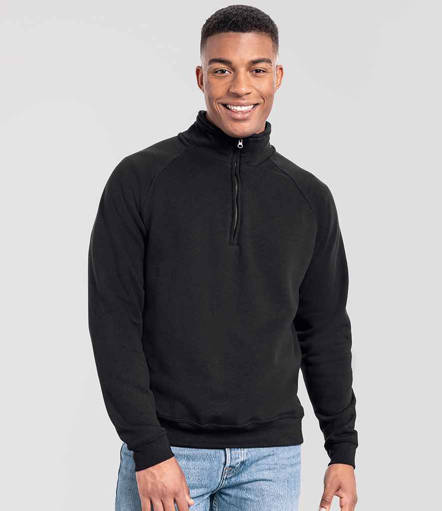 Fruit of the Loom Iconic Premium Zip Neck Sweatshirt - SS154 BLK S