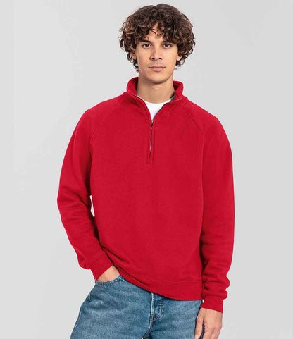 Fruit of the Loom Iconic Premium Zip Neck Sweatshirt - SS154 RED S