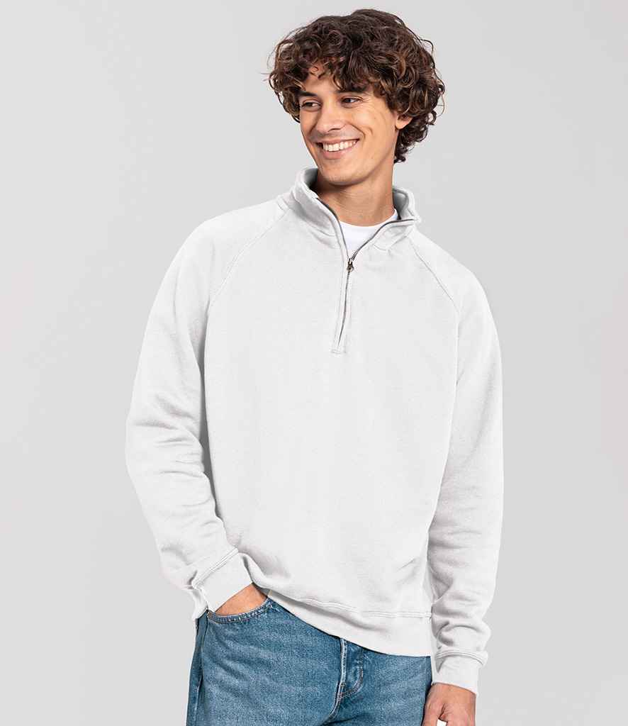 Fruit of the Loom Iconic Premium Zip Neck Sweatshirt - SS154 WHI S