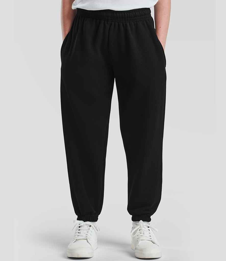 Fruit of the Loom - Kids Elasticated Hem Jog Pants - SS15B BLK 5-6