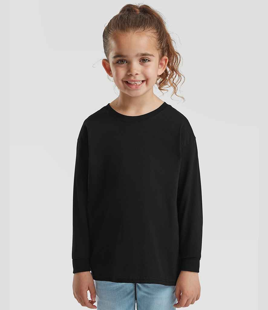 Fruit of the Loom Kids Long Sleeve Value T-Shirt - SS21B BLK 7-8