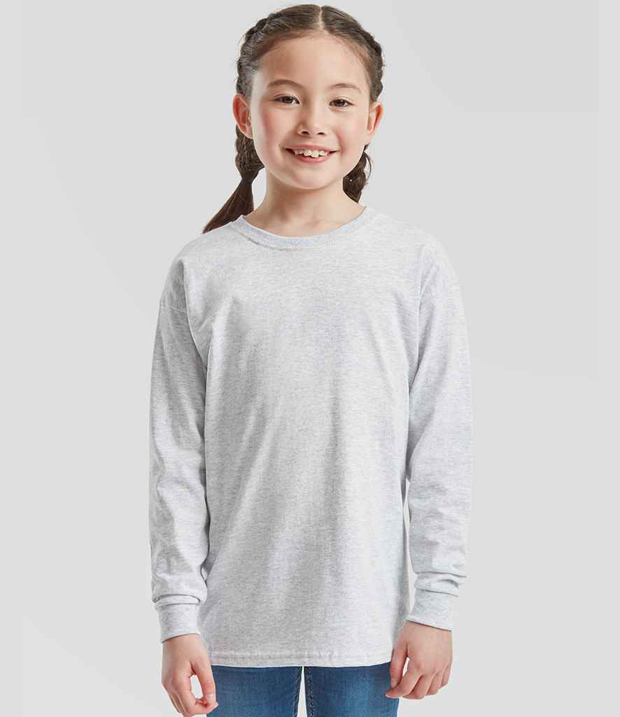 Fruit of the Loom Kids Long Sleeve Value T-Shirt - SS21B HEA 7-8
