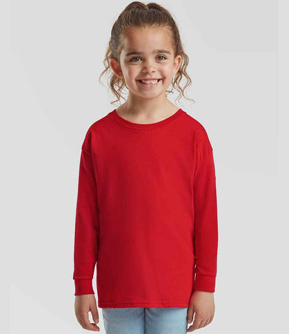 Fruit of the Loom Kids Long Sleeve Value T-Shirt - SS21B RED 7-8