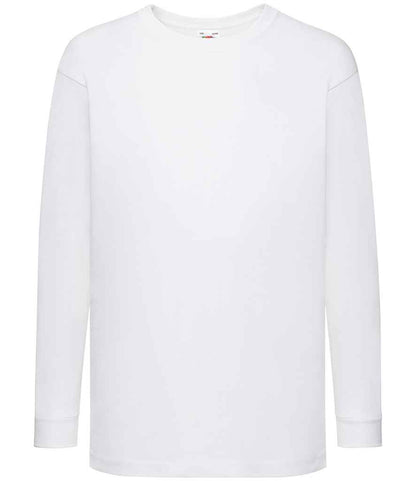 Fruit of the Loom Kids Long Sleeve Value T-Shirt - SS21B WHI 7-8