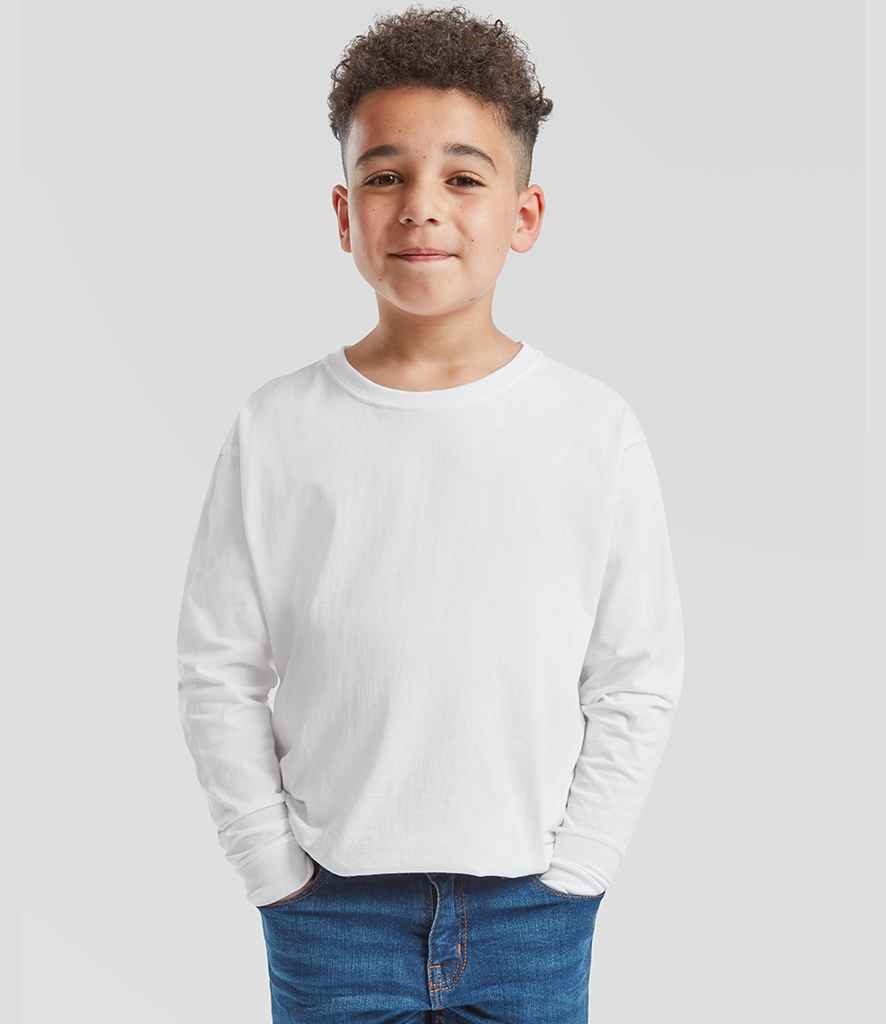 Fruit of the Loom Kids Long Sleeve Value T-Shirt - SS21B WHI 7-8