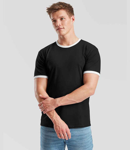 Fruit of the Loom - Contrast Ringer T-Shirt - SS34 BK/WH S