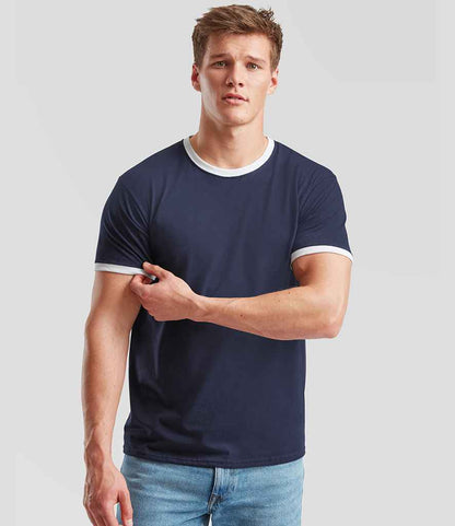 Fruit of the Loom - Contrast Ringer T-Shirt - SS34 NV/WH S