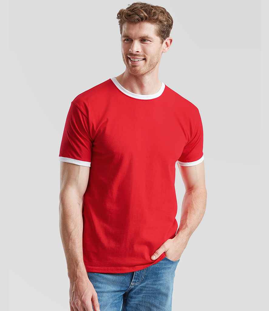 Fruit of the Loom - Contrast Ringer T-Shirt - SS34 RD/WH S