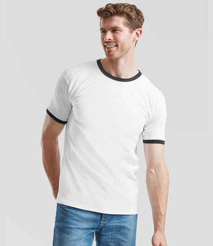 Fruit of the Loom - Contrast Ringer T-Shirt - SS34 WH/BK S