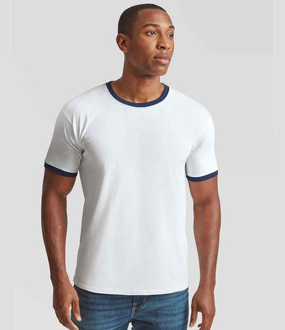 Fruit of the Loom - Contrast Ringer T-Shirt - SS34 WH/NV S