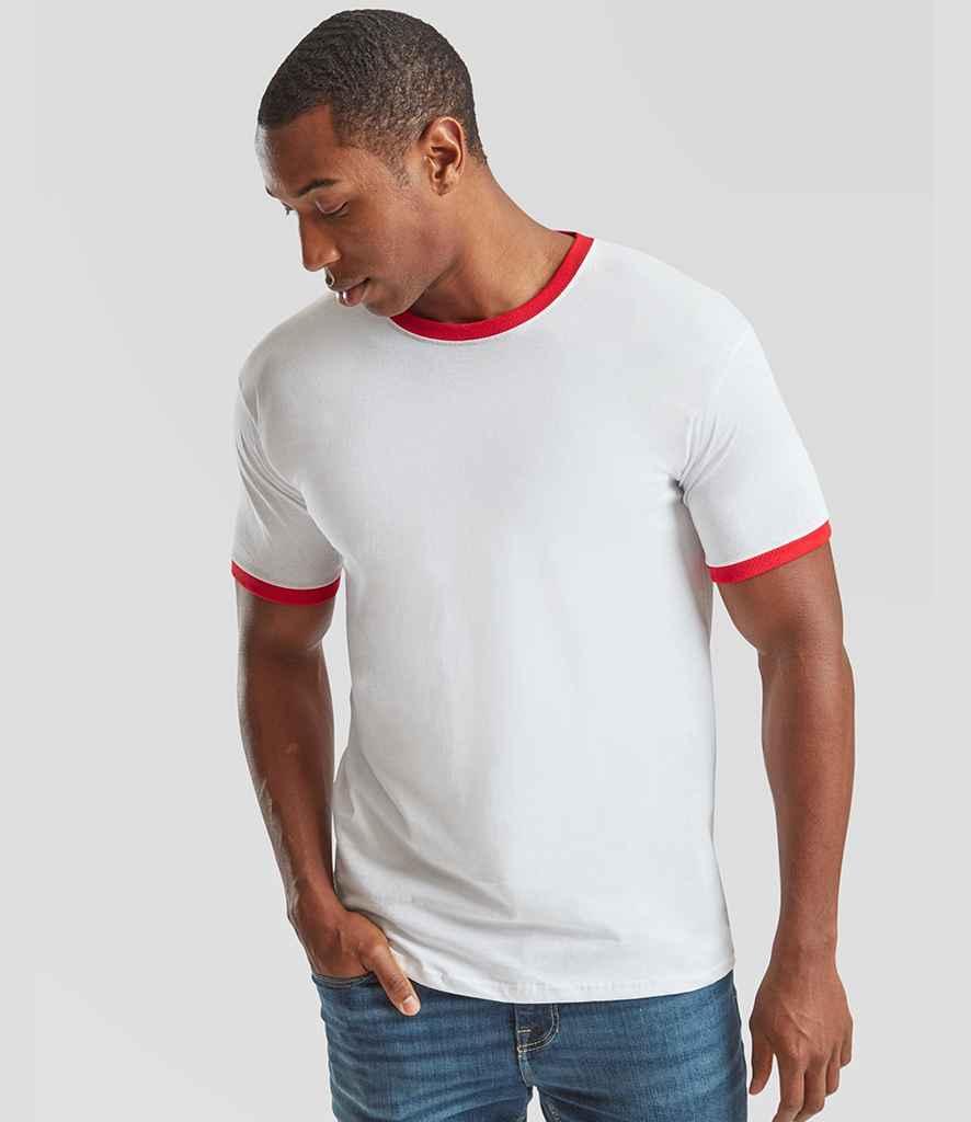 Fruit of the Loom - Contrast Ringer T-Shirt - SS34 WH/RD S