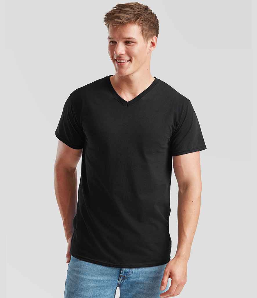 Fruit of the Loom - V Neck Value T-Shirt - SS7 BLK S